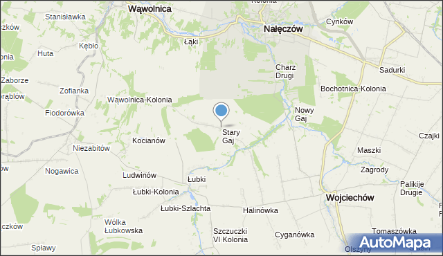 mapa Stary Gaj, Stary Gaj gmina Wojciechów na mapie Targeo